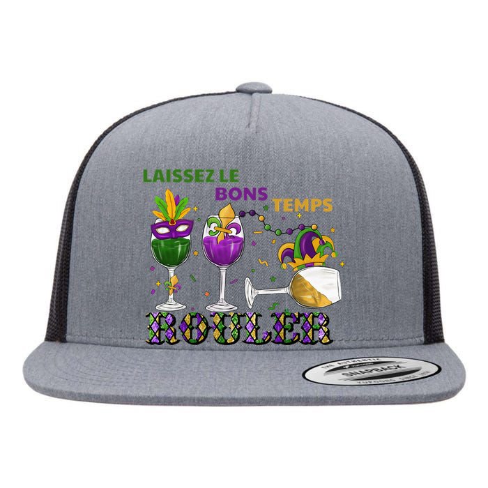 Funny Laissez Les Bons Temps Rouler Mardi Gras Flat Bill Trucker Hat