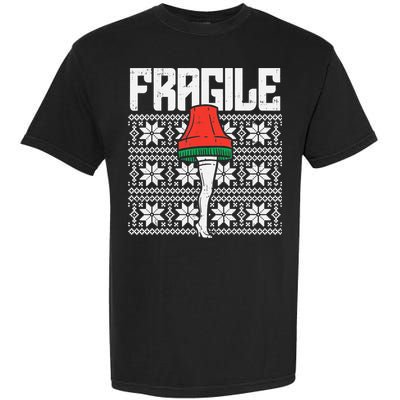 Fragile Leg Lamp Ugly Christmas Sweater Funny Xmas Garment-Dyed Heavyweight T-Shirt