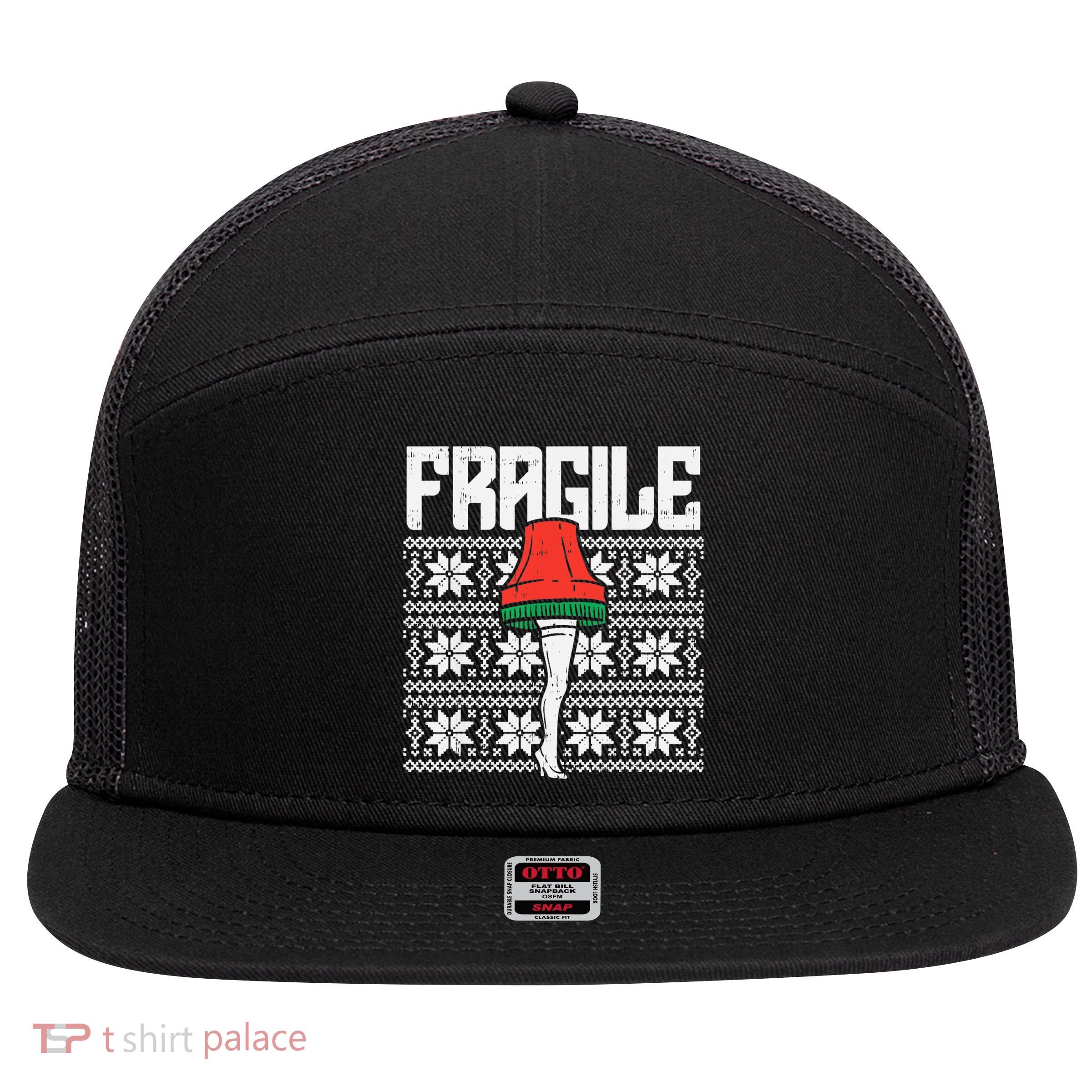 Fragile Leg Lamp Ugly Christmas Sweater Funny Xmas 7 Panel Mesh Trucker Snapback Hat