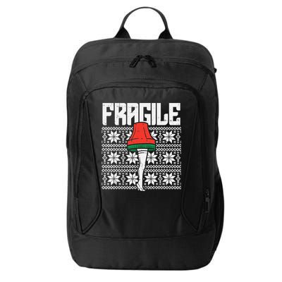Fragile Leg Lamp Ugly Christmas Sweater Funny Xmas City Backpack