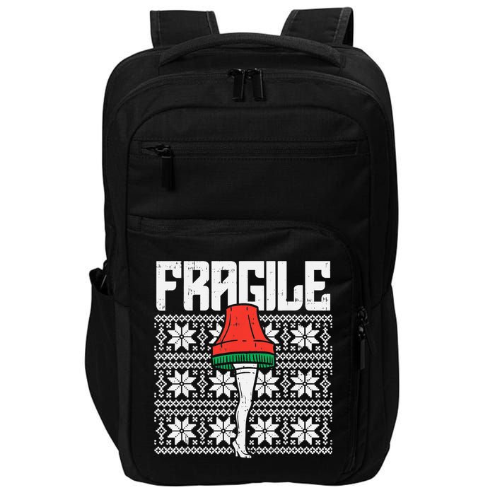 Fragile Leg Lamp Ugly Christmas Sweater Funny Xmas Impact Tech Backpack