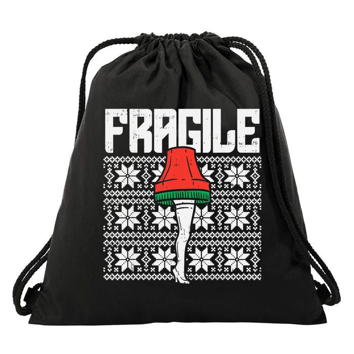 Fragile Leg Lamp Ugly Christmas Sweater Funny Xmas Drawstring Bag