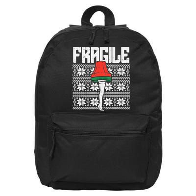 Fragile Leg Lamp Ugly Christmas Sweater Funny Xmas 16 in Basic Backpack