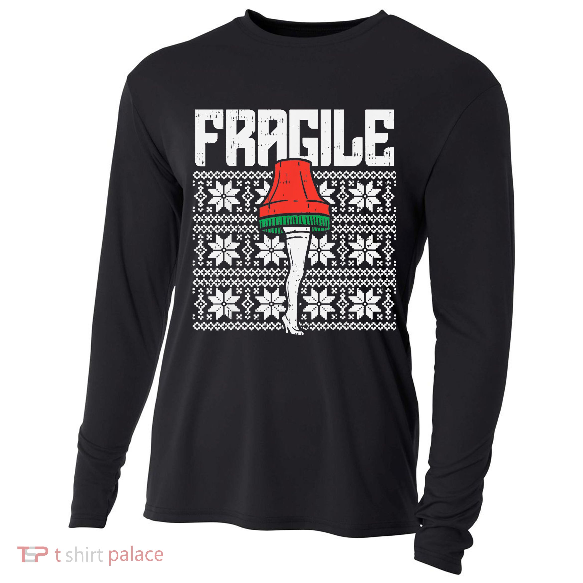 Fragile Leg Lamp Ugly Christmas Sweater Funny Xmas Cooling Performance Long Sleeve Crew
