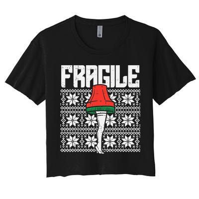 Fragile Leg Lamp Ugly Christmas Sweater Funny Xmas Crop Top
