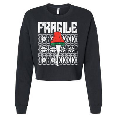 Fragile Leg Lamp Ugly Christmas Sweater Funny Xmas Cropped Pullover Crew