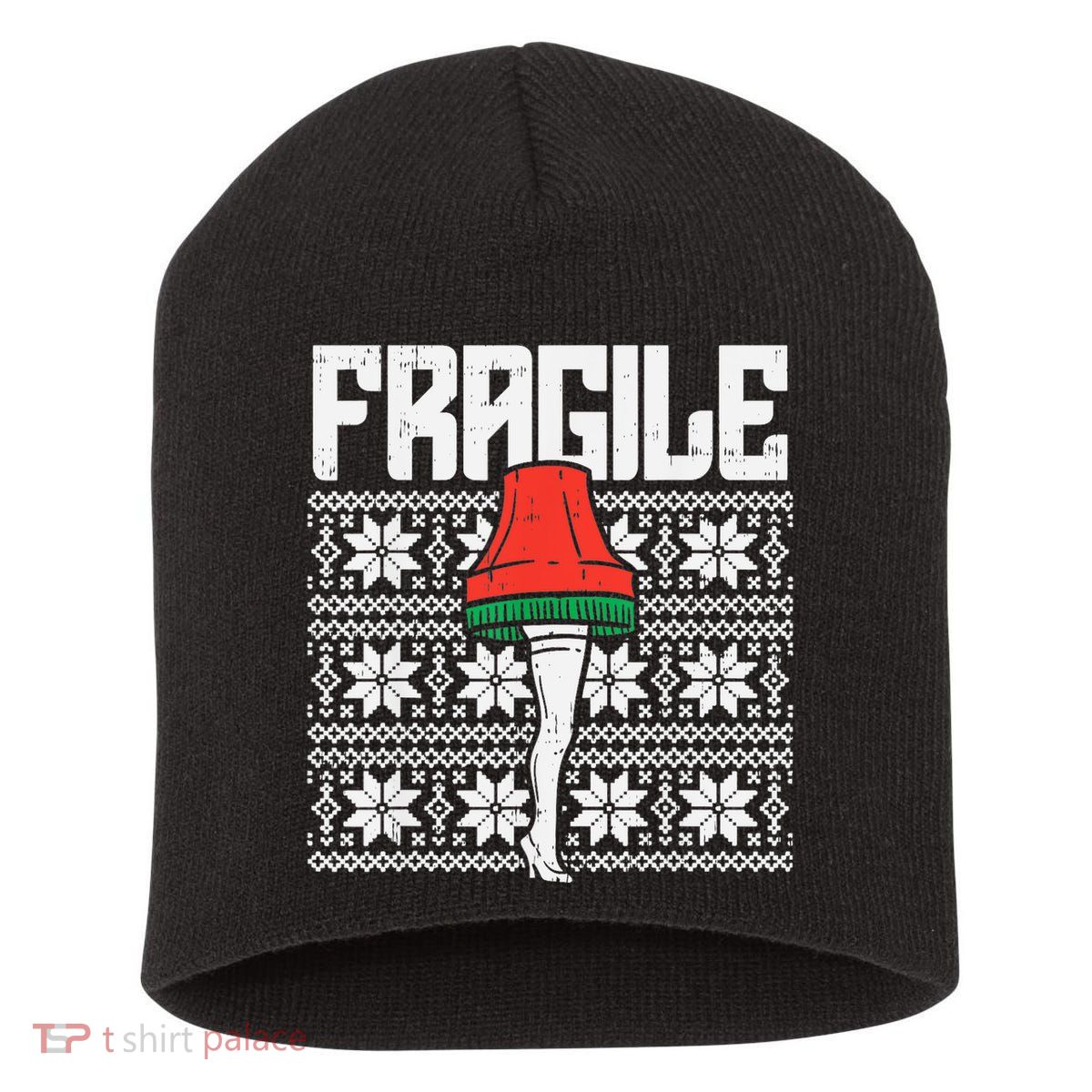 Fragile Leg Lamp Ugly Christmas Sweater Funny Xmas Short Acrylic Beanie
