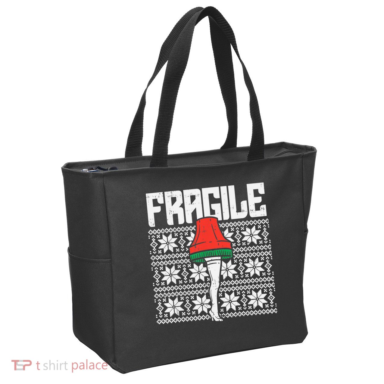 Fragile Leg Lamp Ugly Christmas Sweater Funny Xmas Zip Tote Bag