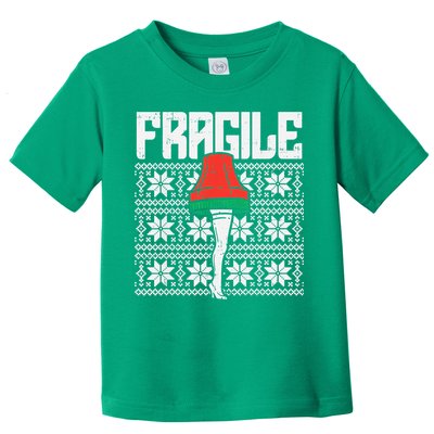 Fragile Leg Lamp Ugly Christmas Sweater Funny Xmas Toddler T-Shirt