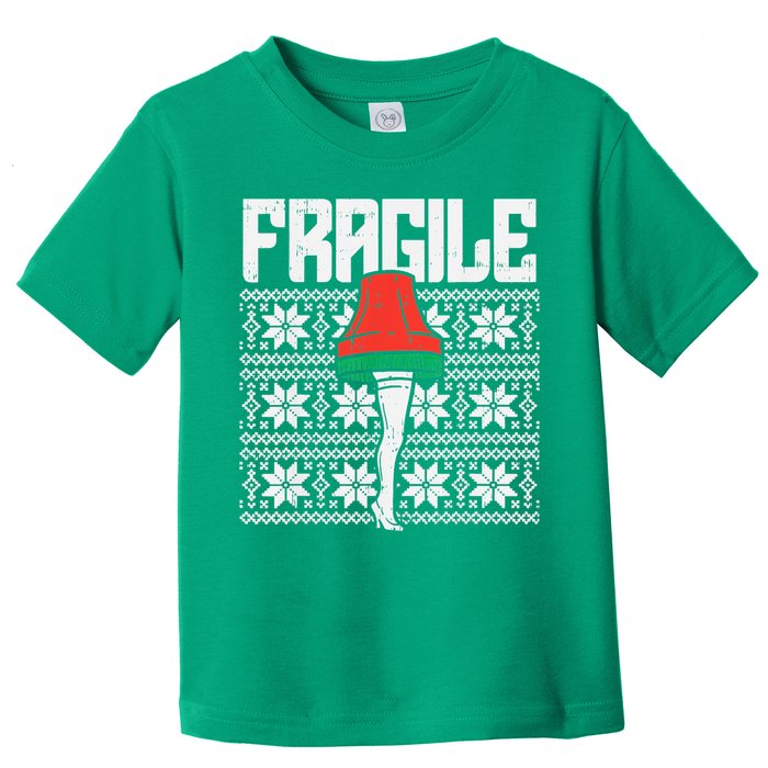 Fragile Leg Lamp Ugly Christmas Sweater Funny Xmas Toddler T-Shirt
