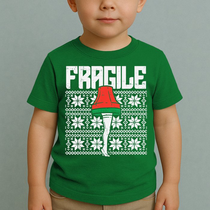 Fragile Leg Lamp Ugly Christmas Sweater Funny Xmas Toddler T-Shirt