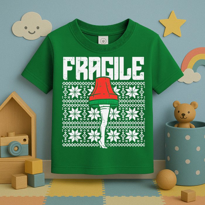 Fragile Leg Lamp Ugly Christmas Sweater Funny Xmas Toddler T-Shirt