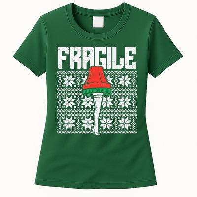 Fragile Leg Lamp Ugly Christmas Sweater Funny Xmas Womens T-Shirt