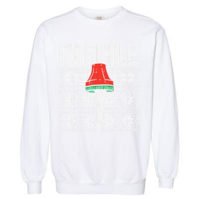 Fragile Leg Lamp Ugly Christmas Sweater Funny Xmas Garment-Dyed Sweatshirt