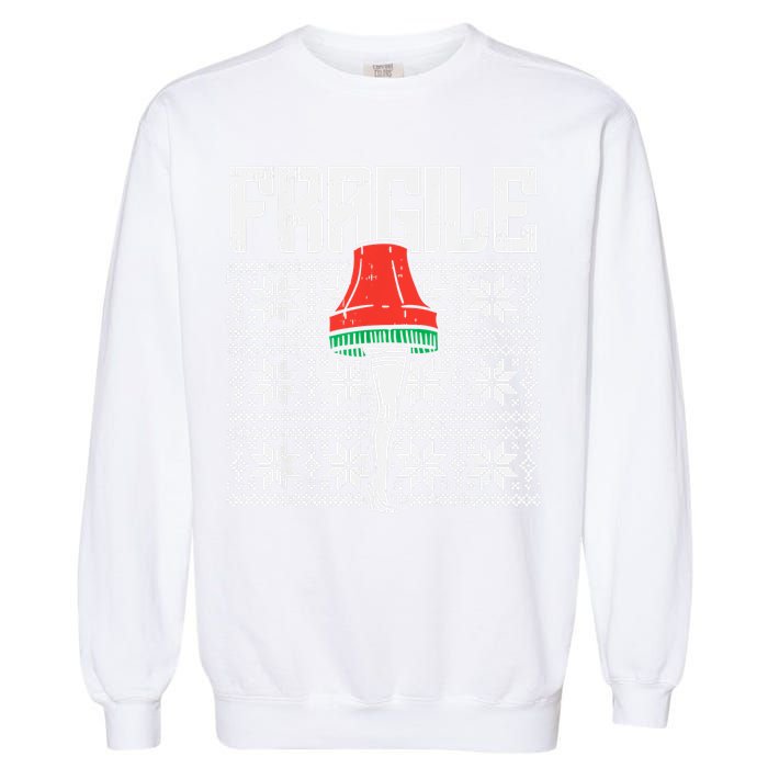 Fragile Leg Lamp Ugly Christmas Sweater Funny Xmas Garment-Dyed Sweatshirt