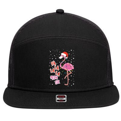 Fa La La Mingo Cute Pink Flamingo Santa Hat Merry Christmas Meaningful Gift 7 Panel Mesh Trucker Snapback Hat