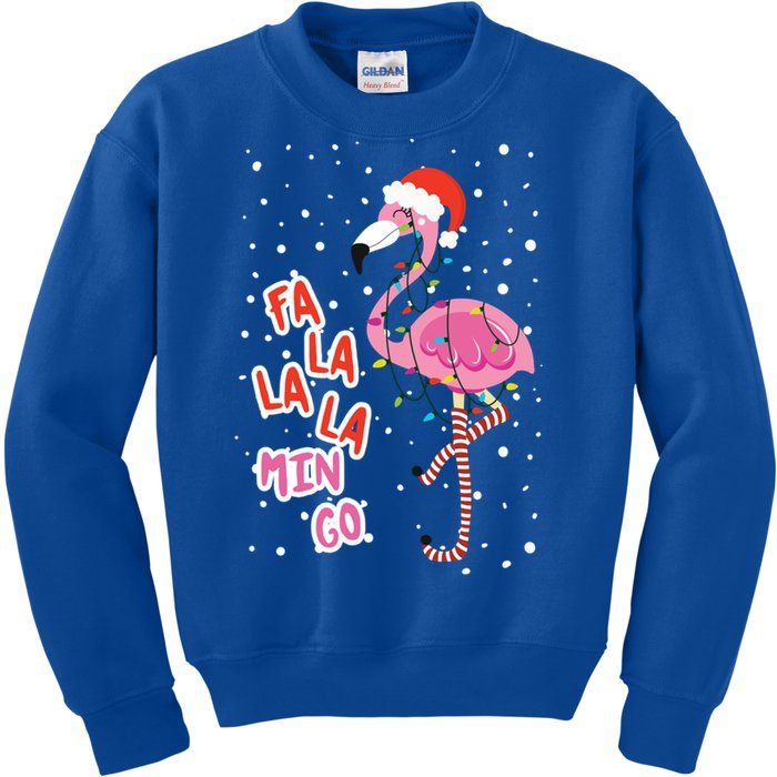 Fa La La Mingo Cute Pink Flamingo Santa Hat Merry Christmas Meaningful Gift Kids Sweatshirt