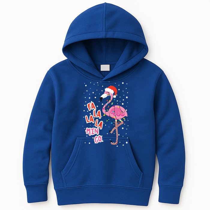 Fa La La Mingo Cute Pink Flamingo Santa Hat Merry Christmas Meaningful Gift Kids Hoodie