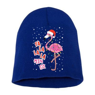 Fa La La Mingo Cute Pink Flamingo Santa Hat Merry Christmas Meaningful Gift Short Acrylic Beanie