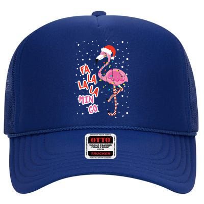 Fa La La Mingo Cute Pink Flamingo Santa Hat Merry Christmas Meaningful Gift High Crown Mesh Back Trucker Hat