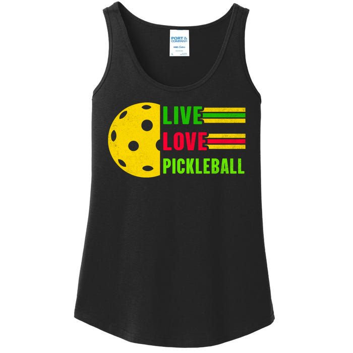 Funny Live Love Pickleball Ladies Essential Tank