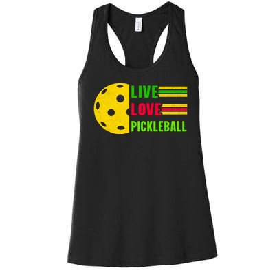 Funny Live Love Pickleball Women's Racerback Tank