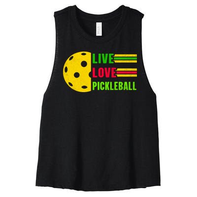 Funny Live Love Pickleball Women's Racerback Cropped Tank