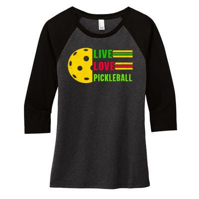 Funny Live Love Pickleball Women's Tri-Blend 3/4-Sleeve Raglan Shirt