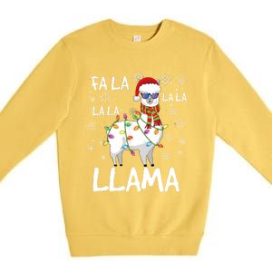 Fa La La Llama Funny Llama Christmas Premium Crewneck Sweatshirt