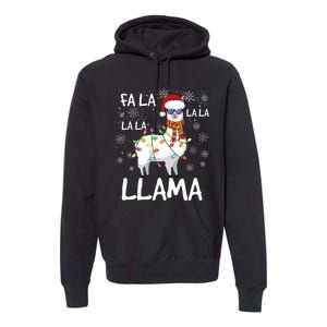 Fa La La Llama Funny Llama Christmas Premium Hoodie