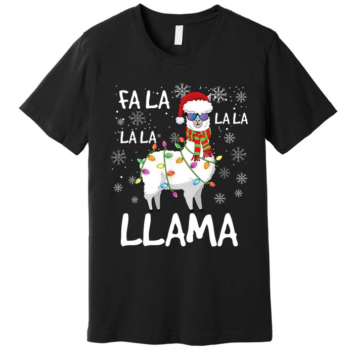 Fa La La Llama Funny Llama Christmas Premium T-Shirt