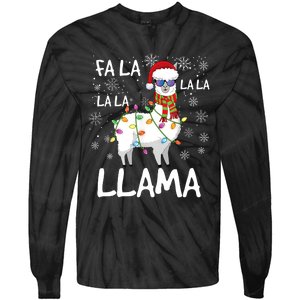 Fa La La Llama Funny Llama Christmas Tie-Dye Long Sleeve Shirt