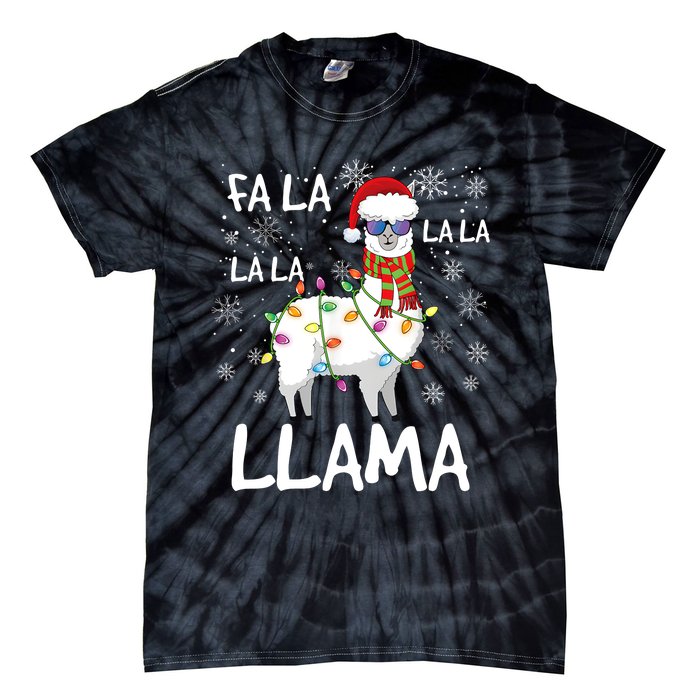 Fa La La Llama Funny Llama Christmas Tie-Dye T-Shirt