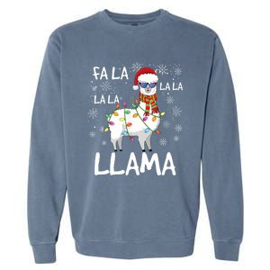 Fa La La Llama Funny Llama Christmas Garment-Dyed Sweatshirt