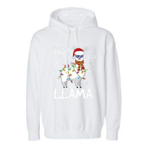 Fa La La Llama Funny Llama Christmas Garment-Dyed Fleece Hoodie