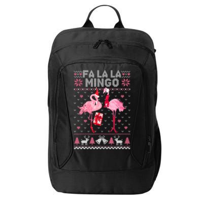 Fa La La La Mingo Flamingo Santa Pink Ugly Christmas Sweater City Backpack