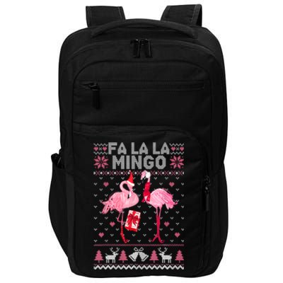 Fa La La La Mingo Flamingo Santa Pink Ugly Christmas Sweater Impact Tech Backpack