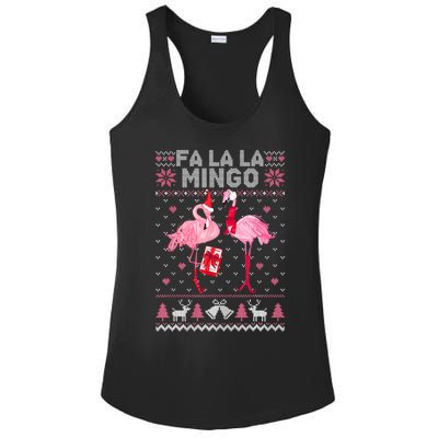 Fa La La La Mingo Flamingo Santa Pink Ugly Christmas Sweater Ladies PosiCharge Competitor Racerback Tank