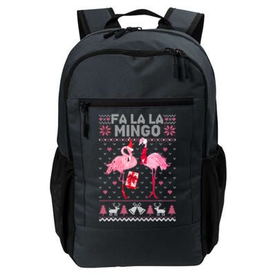 Fa La La La Mingo Flamingo Santa Pink Ugly Christmas Sweater Daily Commute Backpack