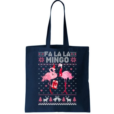 Fa La La La Mingo Flamingo Santa Pink Ugly Christmas Sweater Tote Bag