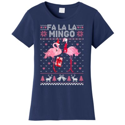 Fa La La La Mingo Flamingo Santa Pink Ugly Christmas Sweater Women's T-Shirt