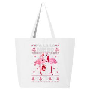 Fa La La La Mingo Flamingo Santa Pink Ugly Christmas Sweater 25L Jumbo Tote