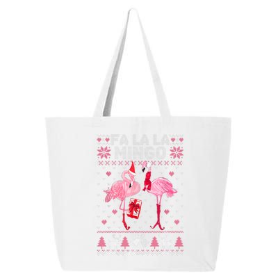 Fa La La La Mingo Flamingo Santa Pink Ugly Christmas Sweater 25L Jumbo Tote