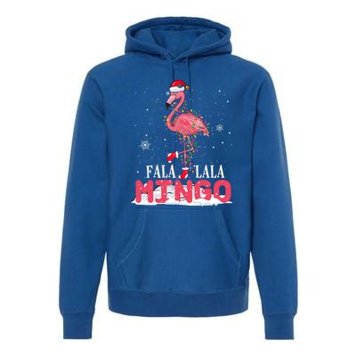 Fa La La Mingo Pink Flamingo Santa Christmas Tree Lights Cool Gift Premium Hoodie