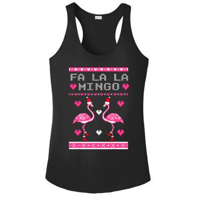 Fa La La La Mingo Flamingo Santa Pink Ugly Christmas Ladies PosiCharge Competitor Racerback Tank