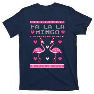 Fa La La La Mingo Flamingo Santa Pink Ugly Christmas T-Shirt