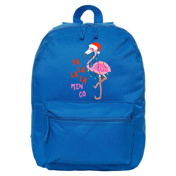 Fa La La Mingo Flamingo Christmas Tree Lights Tropical Xmas Cool Gift 16 in Basic Backpack