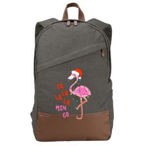 Fa La La Mingo Flamingo Christmas Tree Lights Tropical Xmas Cool Gift Cotton Canvas Backpack