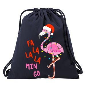 Fa La La Mingo Flamingo Christmas Tree Lights Tropical Xmas Cool Gift Drawstring Bag