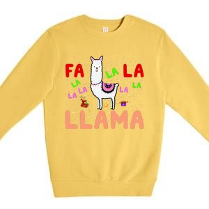 Fa La La Llama Funny Llama Christmas Premium Crewneck Sweatshirt